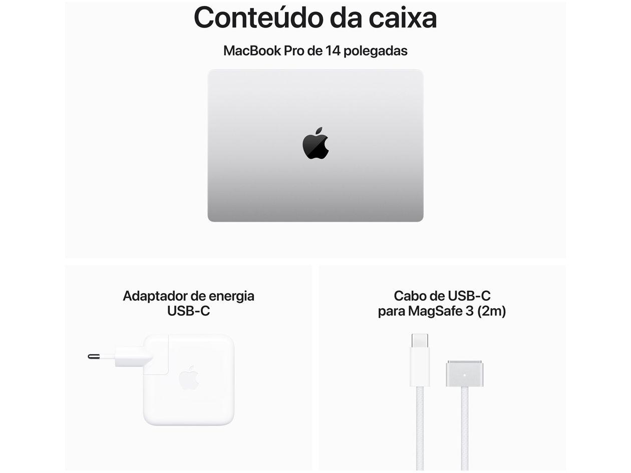 Notebook Apple Macbook Pro 14” M3 16GB RAM 1TB SSD Prateado Notebook Apple Macbook Pro 14” M3 16GB RAM 1TB SSD Prateado
