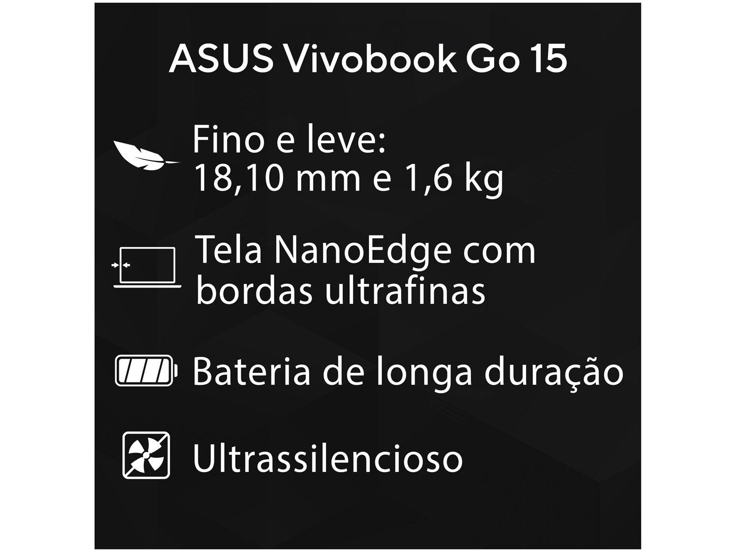 Notebook ASUS Vivobook Go 15 Intel Celeron 4GB RAM 128GB eMMC 15,6" UHD Star Black Windows 11+ Microsoft 365 Personal Office E510KA-BR808WS