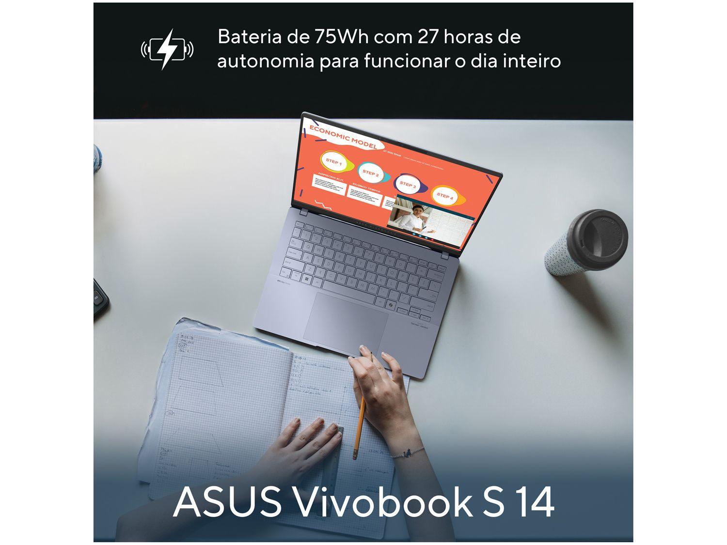 Notebook ASUS Vivobook S 14 Intel Core Ultra 7 16GB RAM 512GB SSD 14" Windows 11 - S5406SA-PP218W