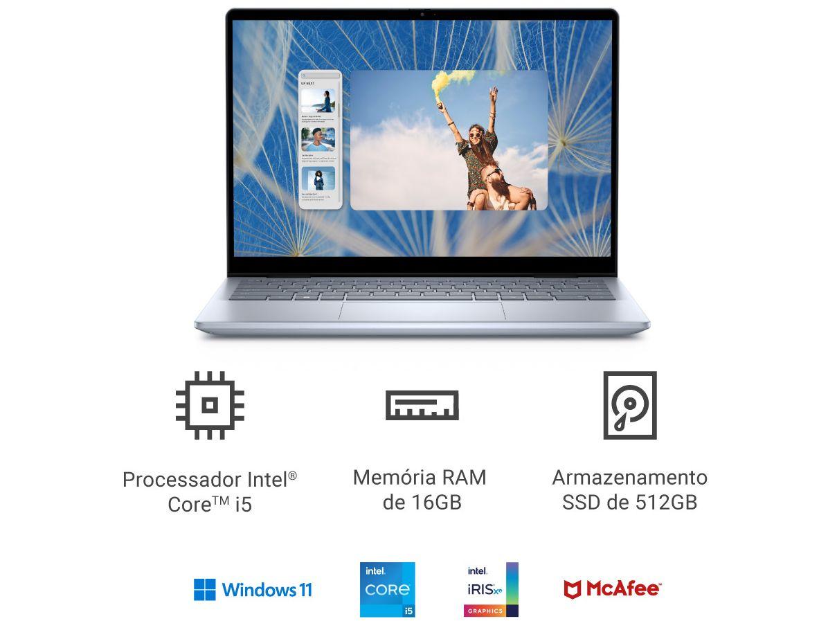 Notebook Dell Inspiron 14 2IN1-I1300-A30 Intel Core i5 16GB RAM 512GB SSD Touch Screen 14" Full HD+ Windows 11 2IN1-I1300-A30