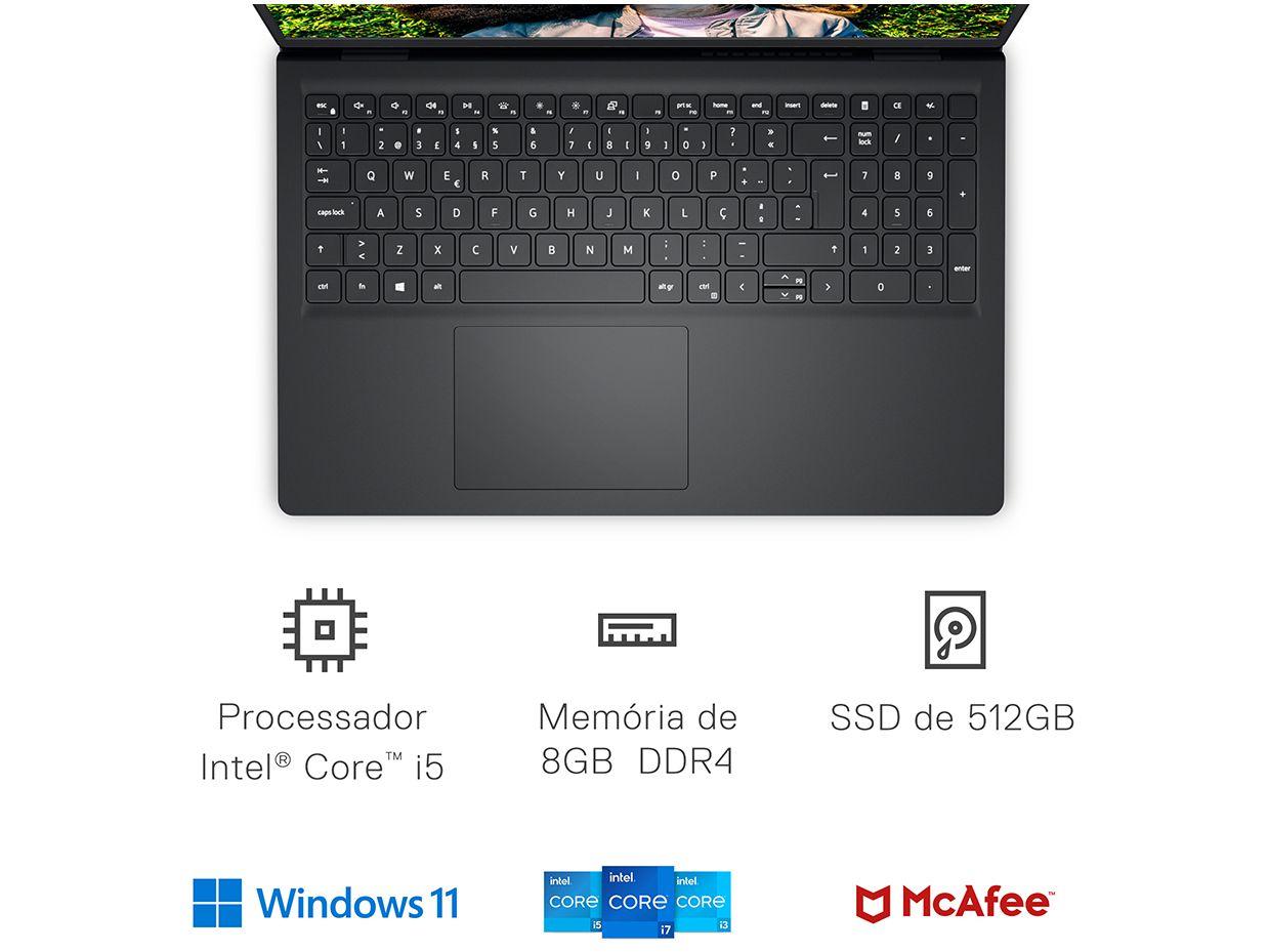 Notebook Dell Inspiron 15 I15-I120K-A25P Intel Core i5 8GB RAM 512GB SSD 15,6" Full HD Windows 11