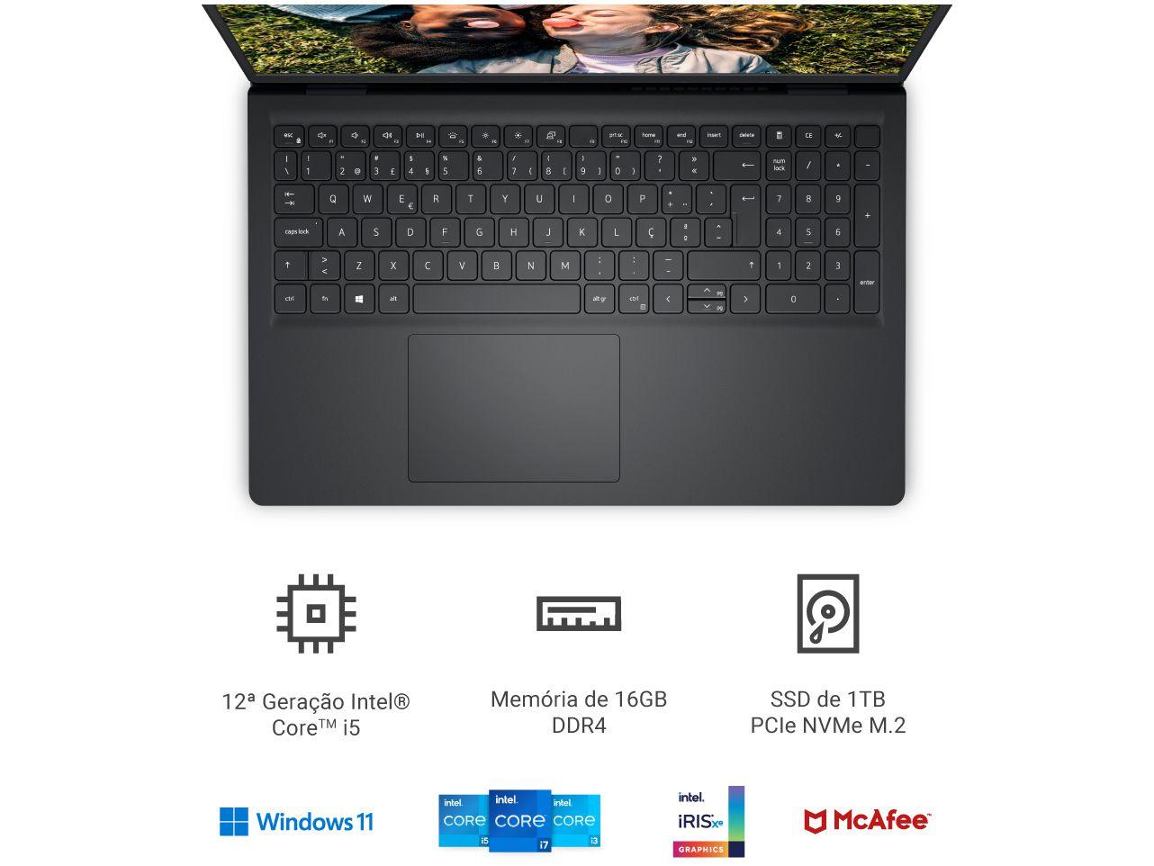 Notebook Dell Inspiron 15 I15-I120K-A35P Intel Core i5 16GB RAM SSD 1TB 15,6" Full HD Windows 11 12MB 210-BNFN