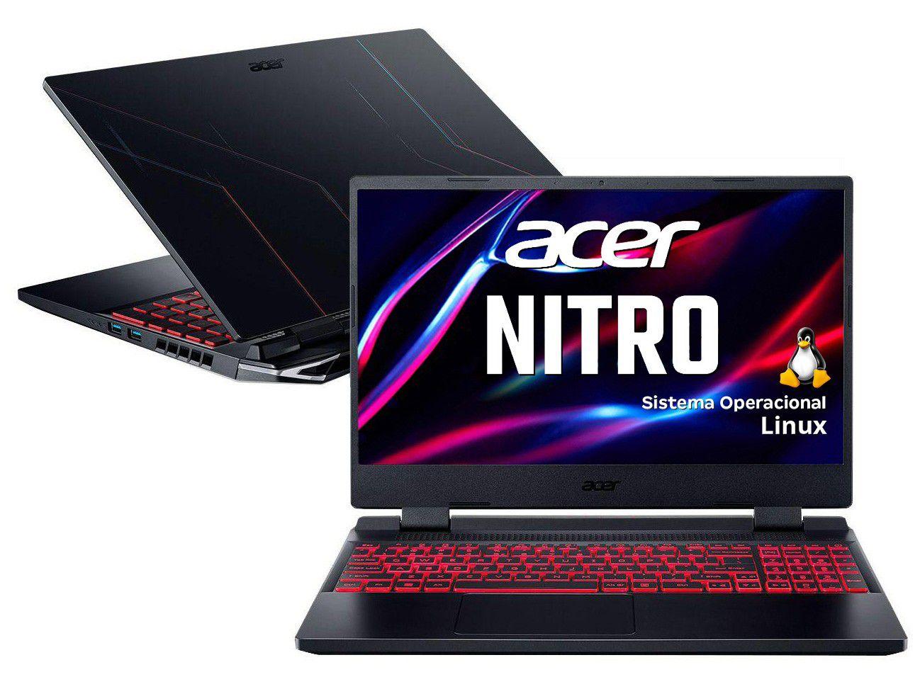 Notebook Gamer Acer Nitro Intel Core i5 8GB 512GB - SSD 15,6” Full HD IPS NVIDIA RTX 3050 4GB Linux