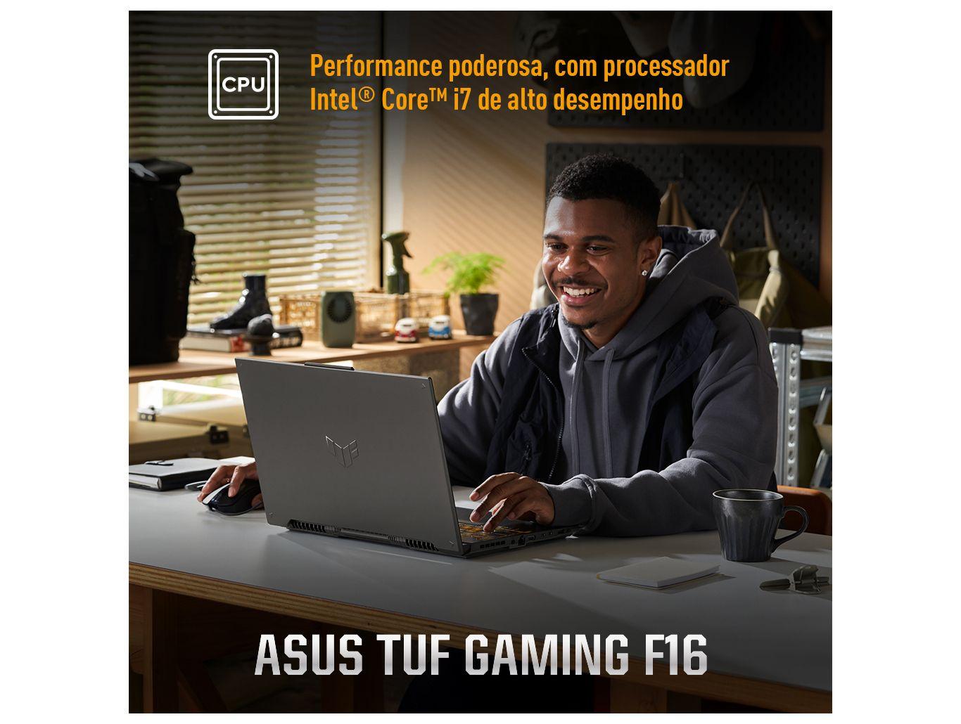 Notebook Gamer ASUS TUF Gaming F16 Intel Core i7 512GB SSD 16GB RAM 16'' Full HD+ IPS NVIDIA RTX 4050 6GB Windows 11 FX607VU-RL007W