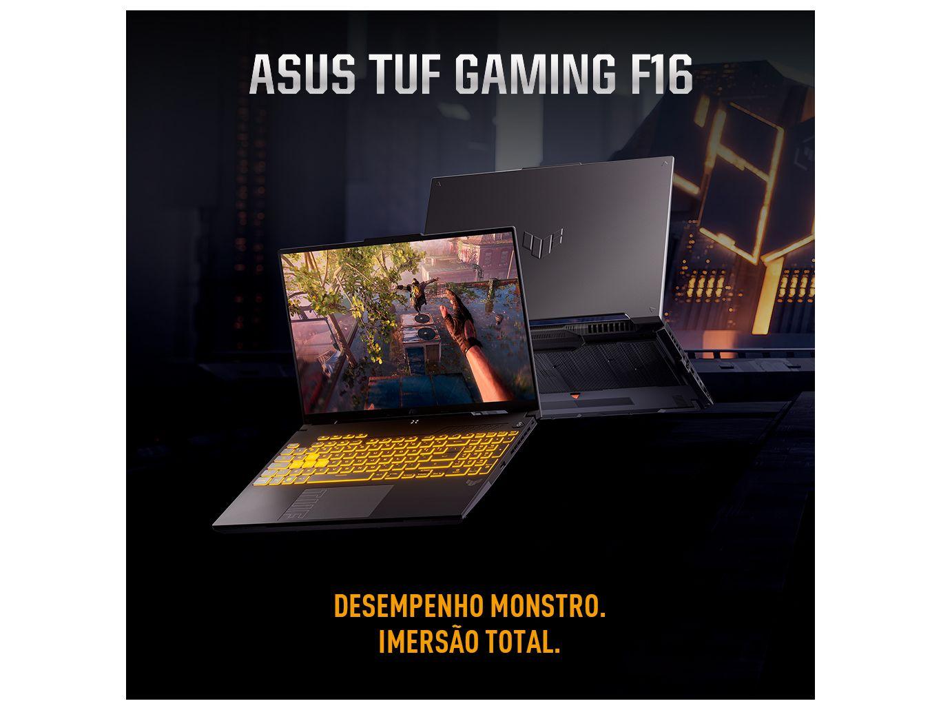 Notebook Gamer ASUS TUF Gaming F16 Intel Core i7 512GB SSD 16GB RAM 16'' Full HD+ IPS NVIDIA RTX 4050 6GB Windows 11 FX607VU-RL007W