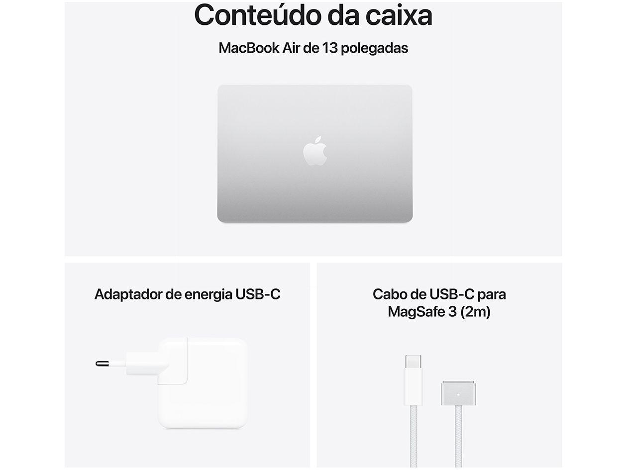 Notebook Macbook Air 13" M4 16GB RAM SSD 512GB Prateado