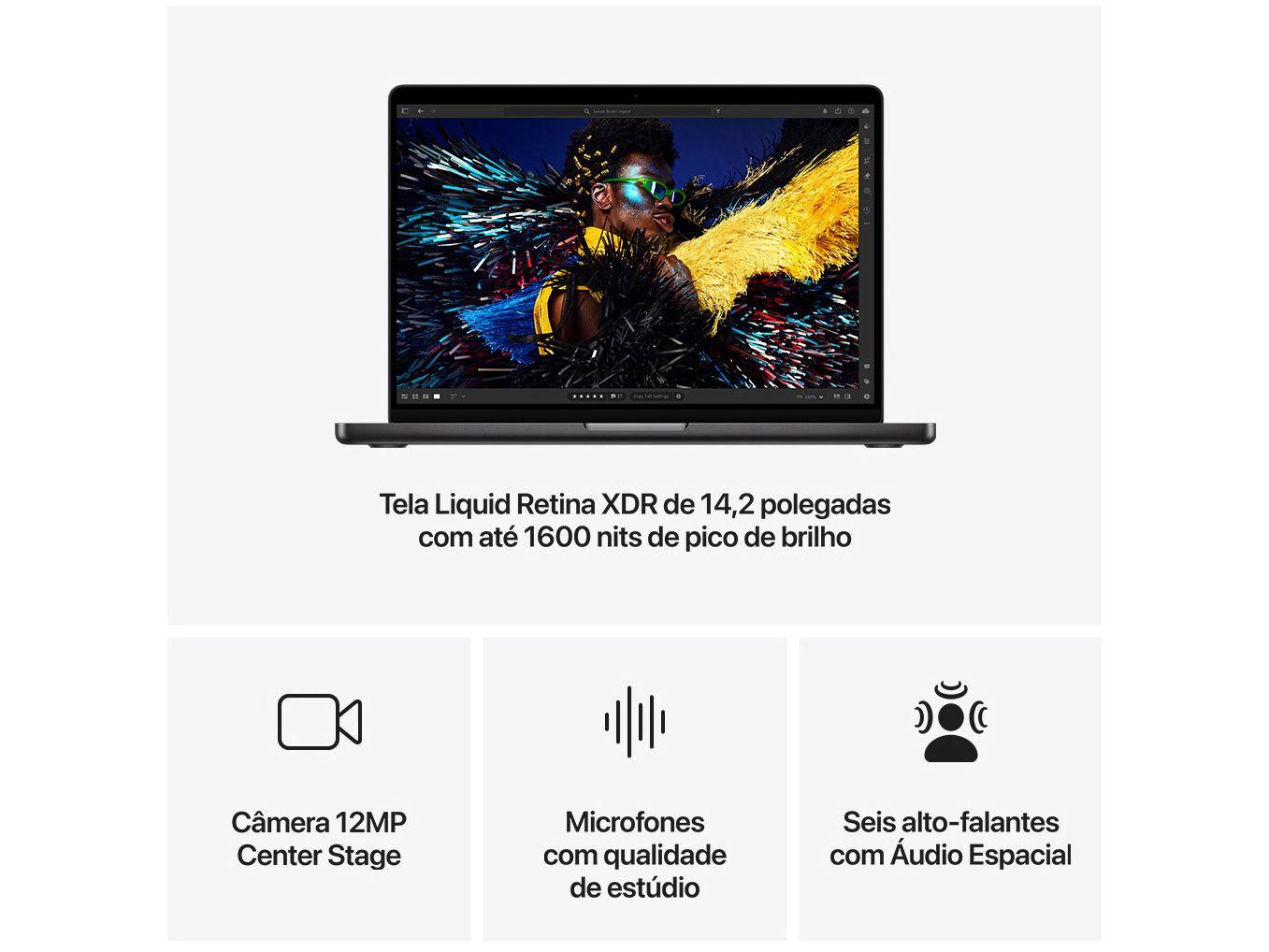 Notebook Macbook Apple Pro 14" M4 24GB RAM SSD 512GB Preto Espacial