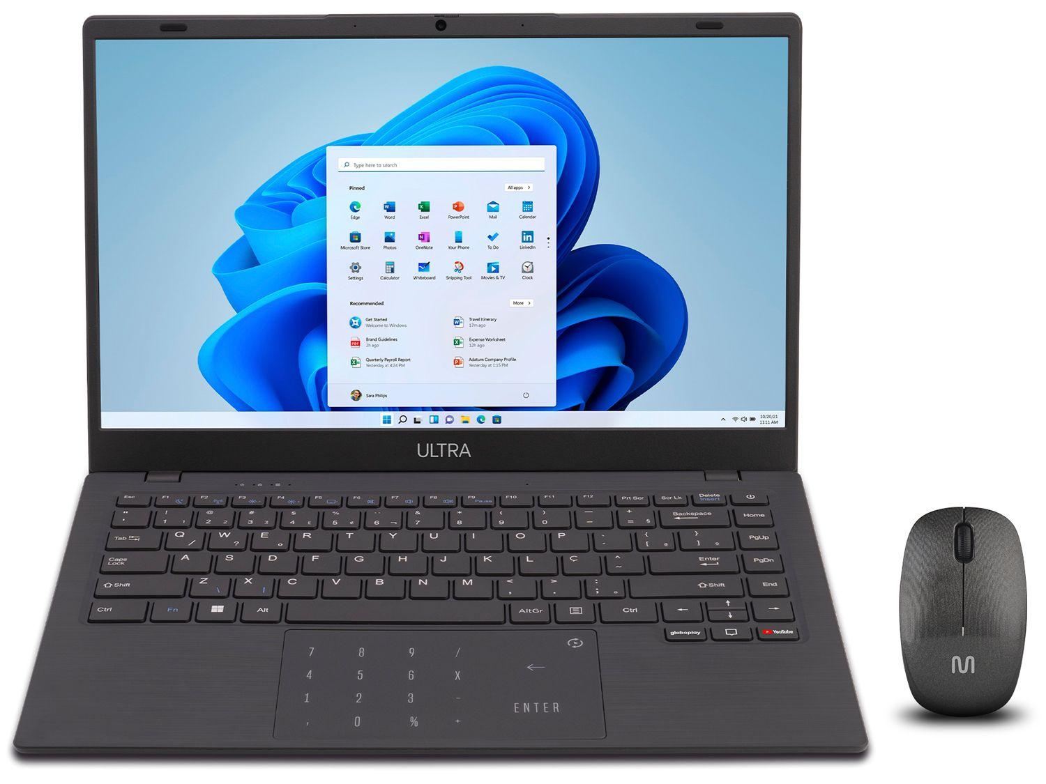 Notebook Multi Ultra UB251 4GB RAM 128GB eMMC 14" HD Windows 11 UB251 + Mouse Sem Fio