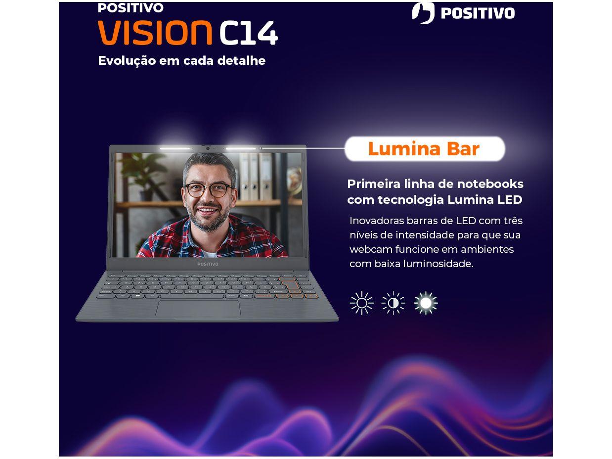 Notebook Positivo Vision C14 Intel Celeron 4GB 128GB eMMC 14” HD Windows 11 Microsoft 365