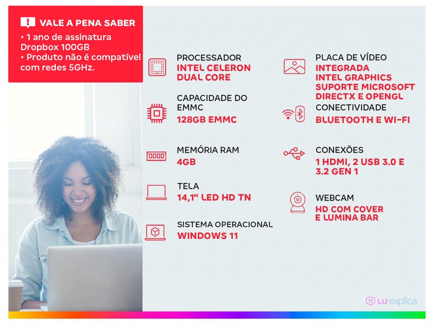 Notebook Positivo Vision C14 Intel Celeron 4GB