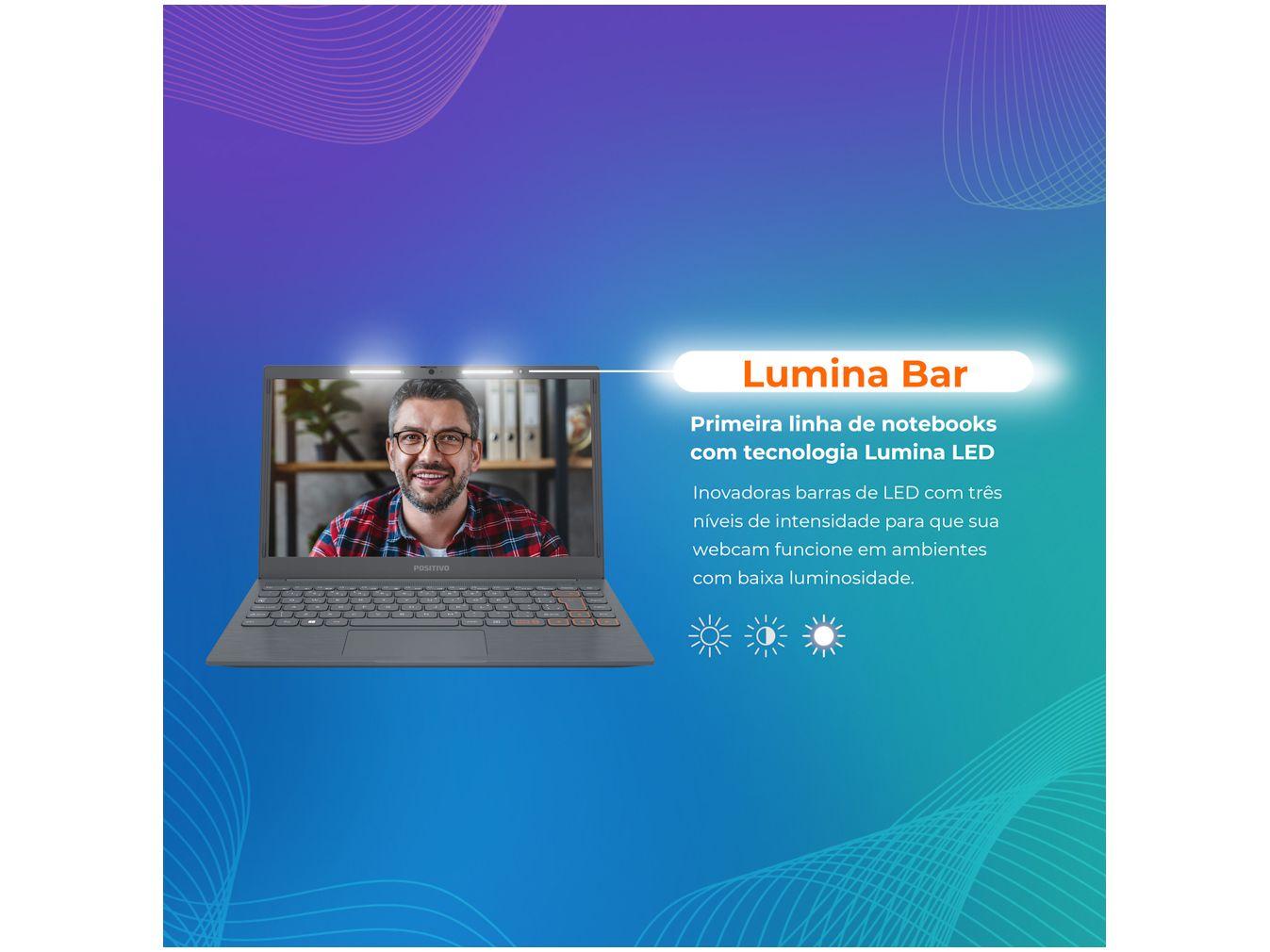 Notebook Positivo Vision C14 Lumina Bar Intel Celeron 4GB 128GB eMMC 14” HD Windows 11 Microsoft 365