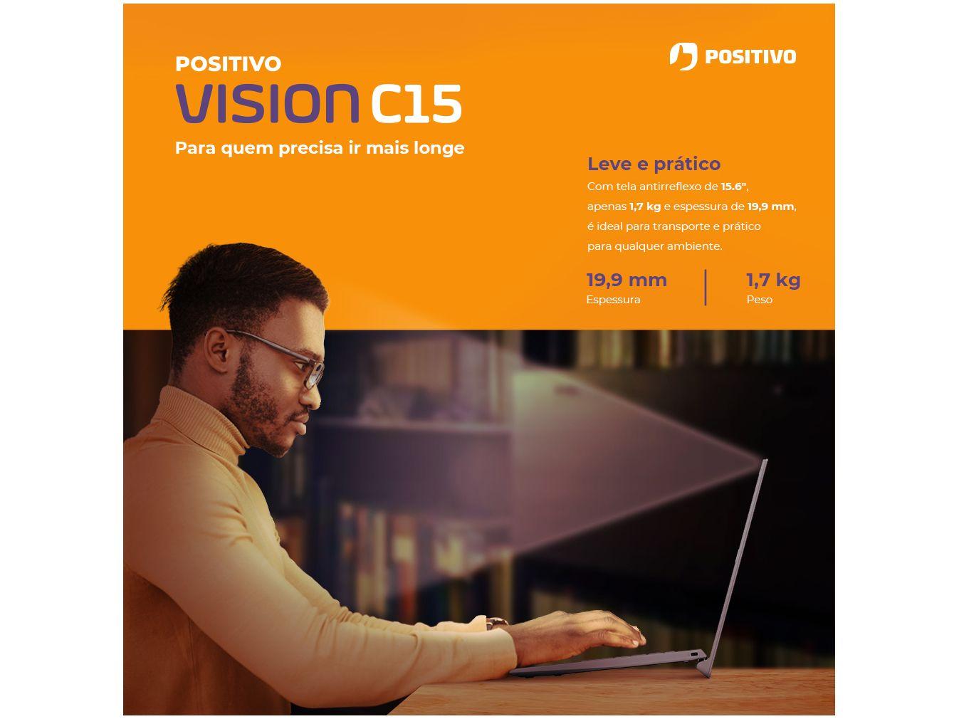 Notebook Positivo Vision C15 Intel Celeron 4GB 128GB 15,6” HD Windows 11 Microsoft 365 C4128A-15