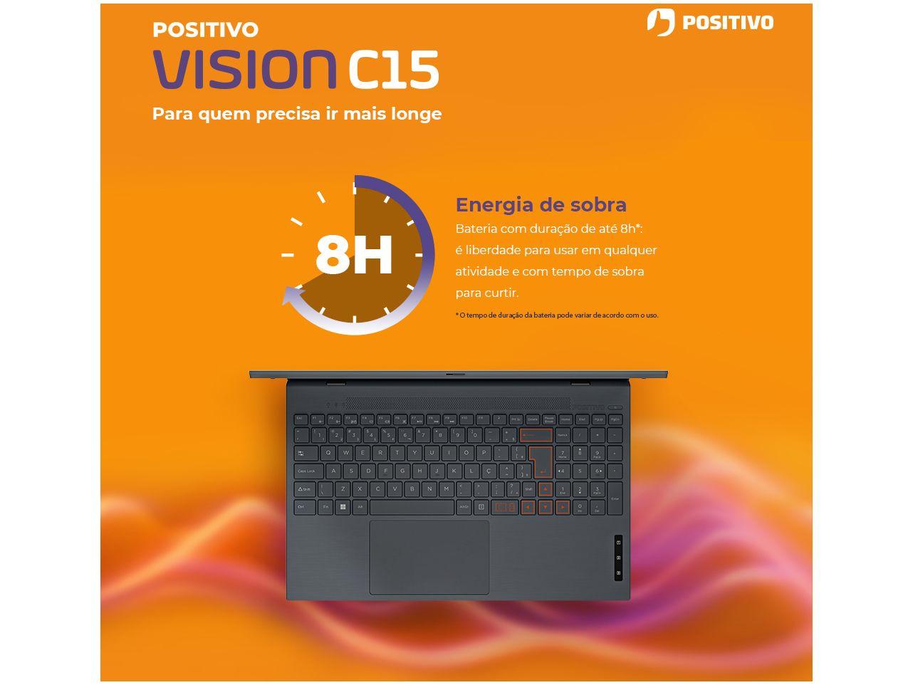 Notebook Positivo Vision C15 Intel Celeron 4GB 128GB 15,6” HD Windows 11 Microsoft 365 C4128A-15