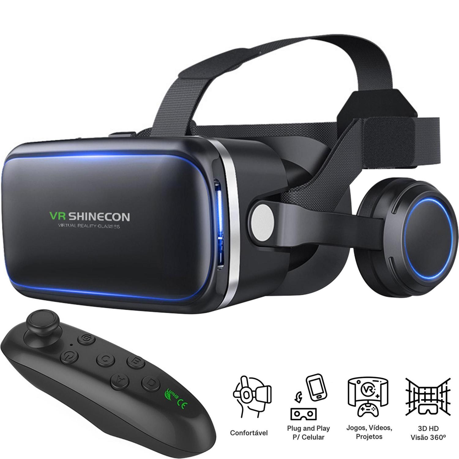 Óculos Vr Realidade Virtual Com Fone De Ouvido E Controle - SHINECON - VR / Óculos de Realidade Virtual Notebook - Magazine Luiza
