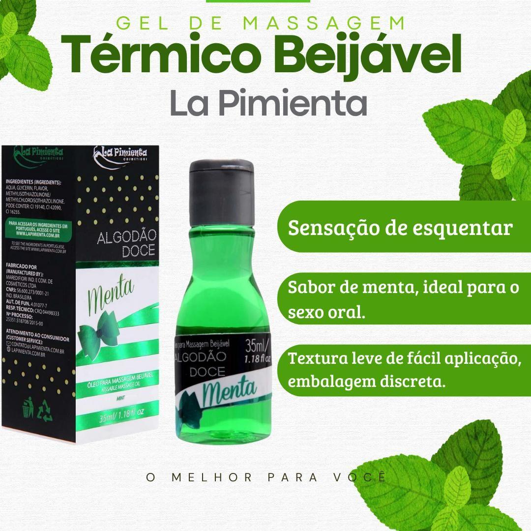 Óleo Excitante Beijável Coméstivel Algodão Doce Aroma de Menta Hot 35ml La  Pimienta - Gel para Sexo - Magazine Luiza