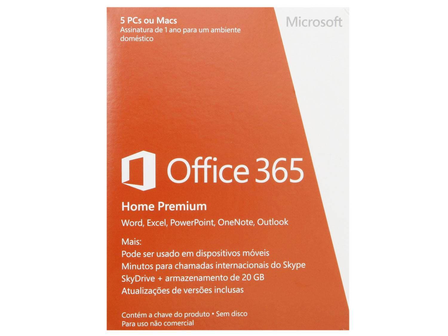 Pacote Office 365 Home Premium - Possui 5 Licenças e 1TB de Memória -  Microsoft - Software - Magazine Luiza