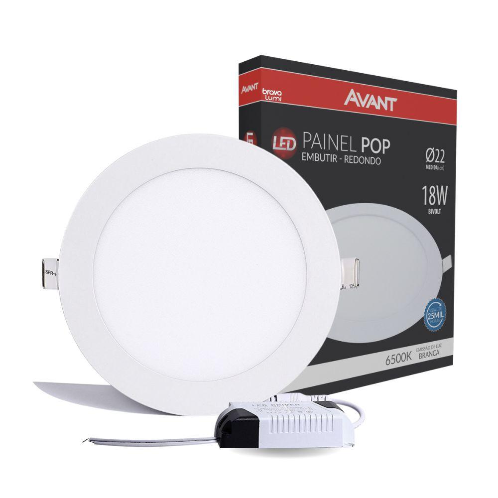 Painel de Led Avant Redondo Embutir 18W Bivolt Painel de LED
