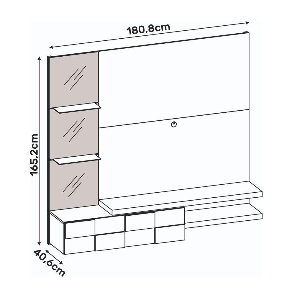 Painel Home Suspenso Turim para Tv 55 polegadas 100 MDF Dj Móveis ...