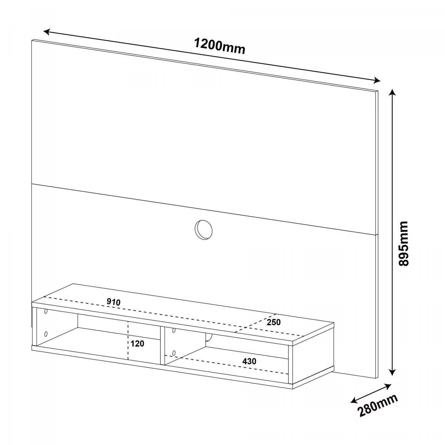 Imagem de Painel para TV até 47 Polegadas com Nicho Flash Artely Pinho