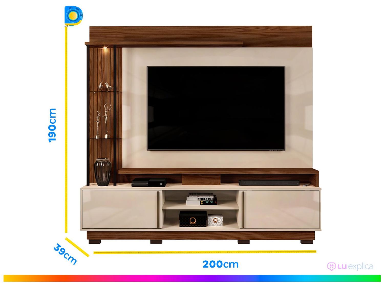 Painel para TV até 70” DJ Móveis Martino 4 Prateleiras