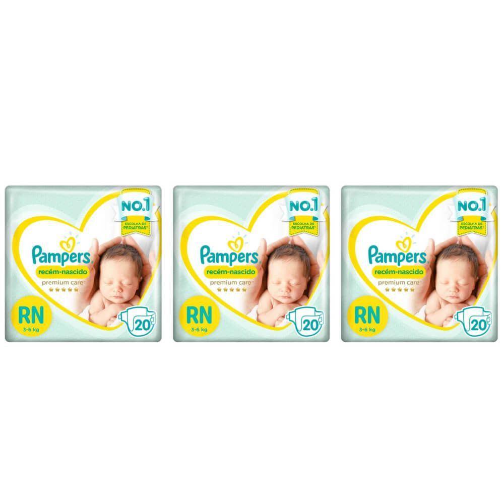 Pampers Premium Care Fralda Infantil Rn C 20 Kit C 03 Fralda