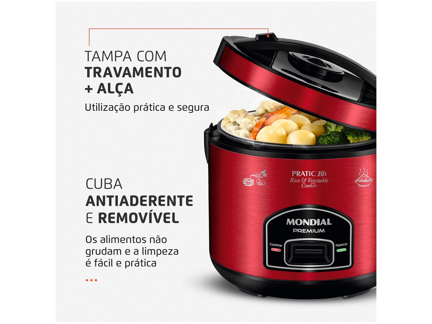 Panela de Arroz Elétrica 10 Xícaras Mondial Premium PE-46-10X