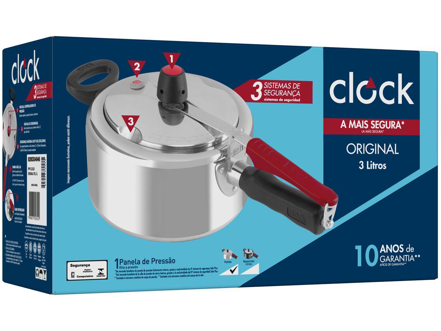 Panela de Pressão Clock Original Polida 3L 