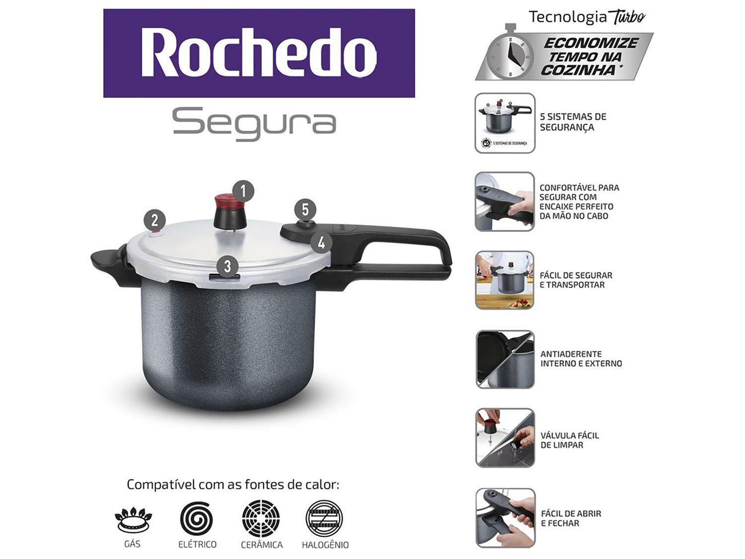 Panela de Pressão Rochedo 4,5L Grafite