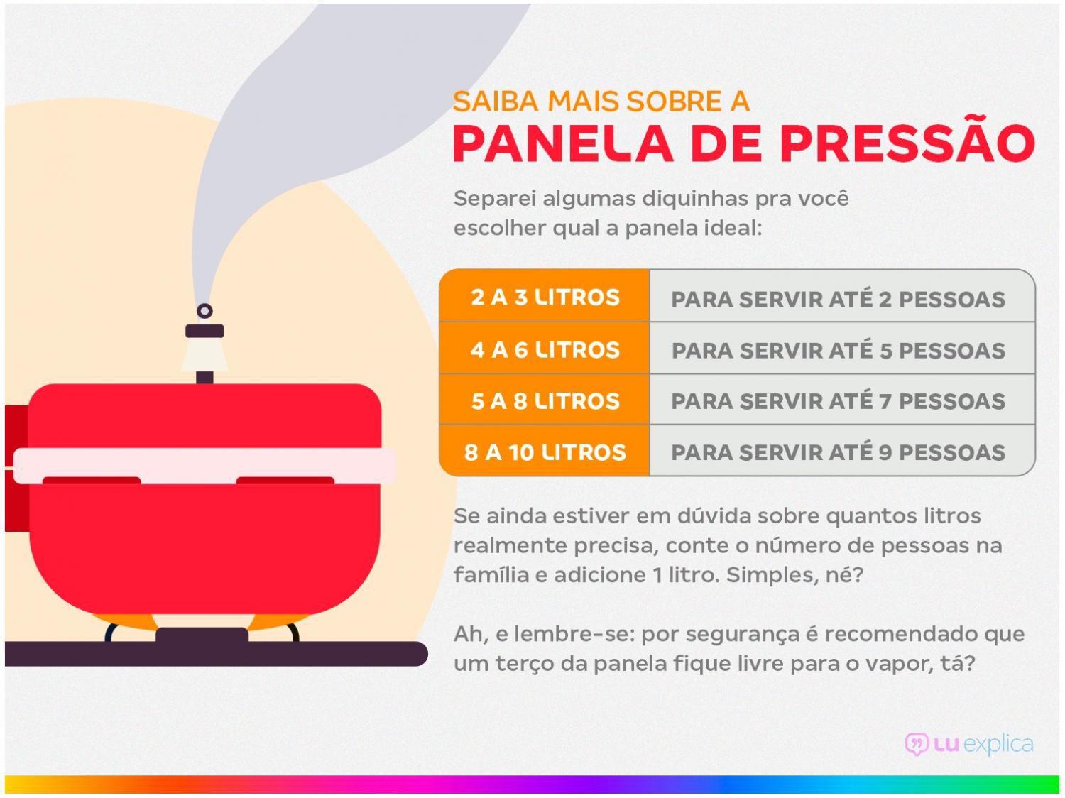 Panela de PressÃ£o Rochedo Antiaderente Vermelho 4,5L Fechamento Externo Clipso