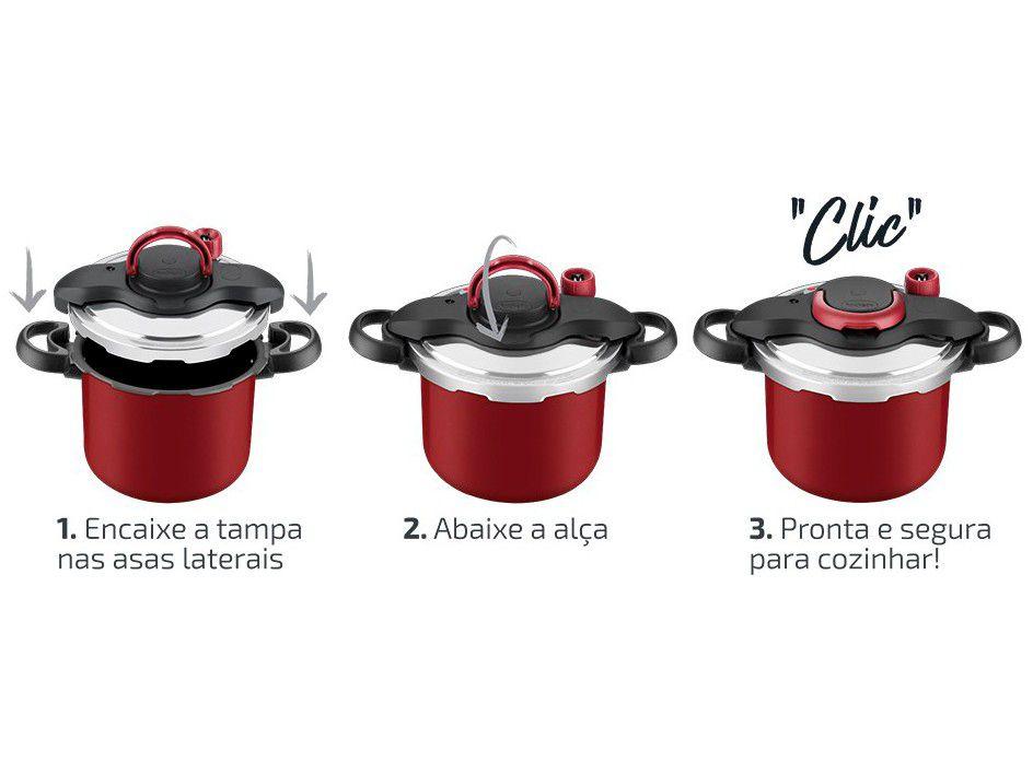 Panela de PressÃ£o Rochedo Antiaderente Vermelho 4,5L Fechamento Externo Clipso