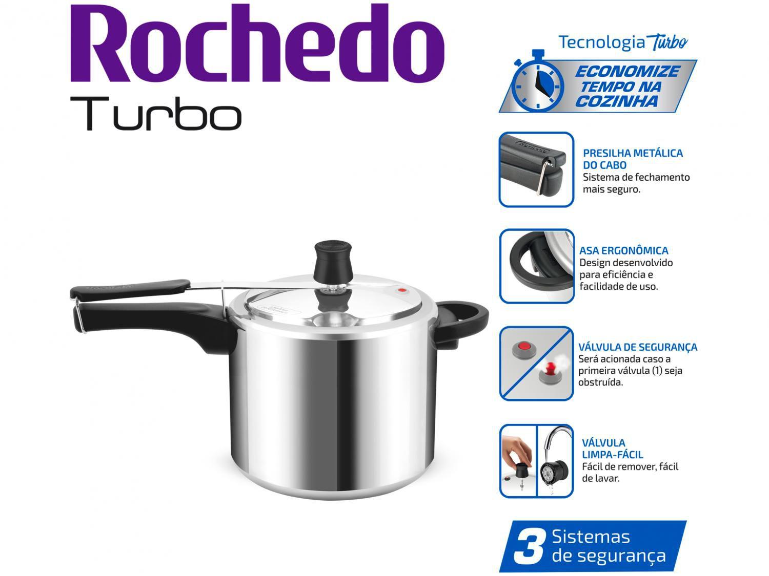 Panela de Pressão Rochedo Turbo - Alumínio 7L Polida - Panela de ...