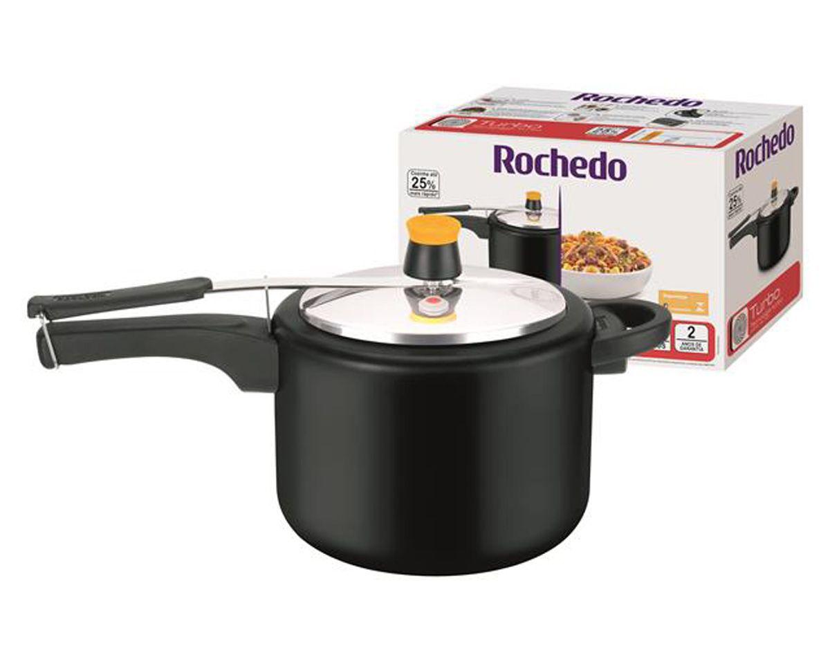 Panela de Pressão Rochedo Turbo Preto Polido 4,5 L - Panela de Pressão ...