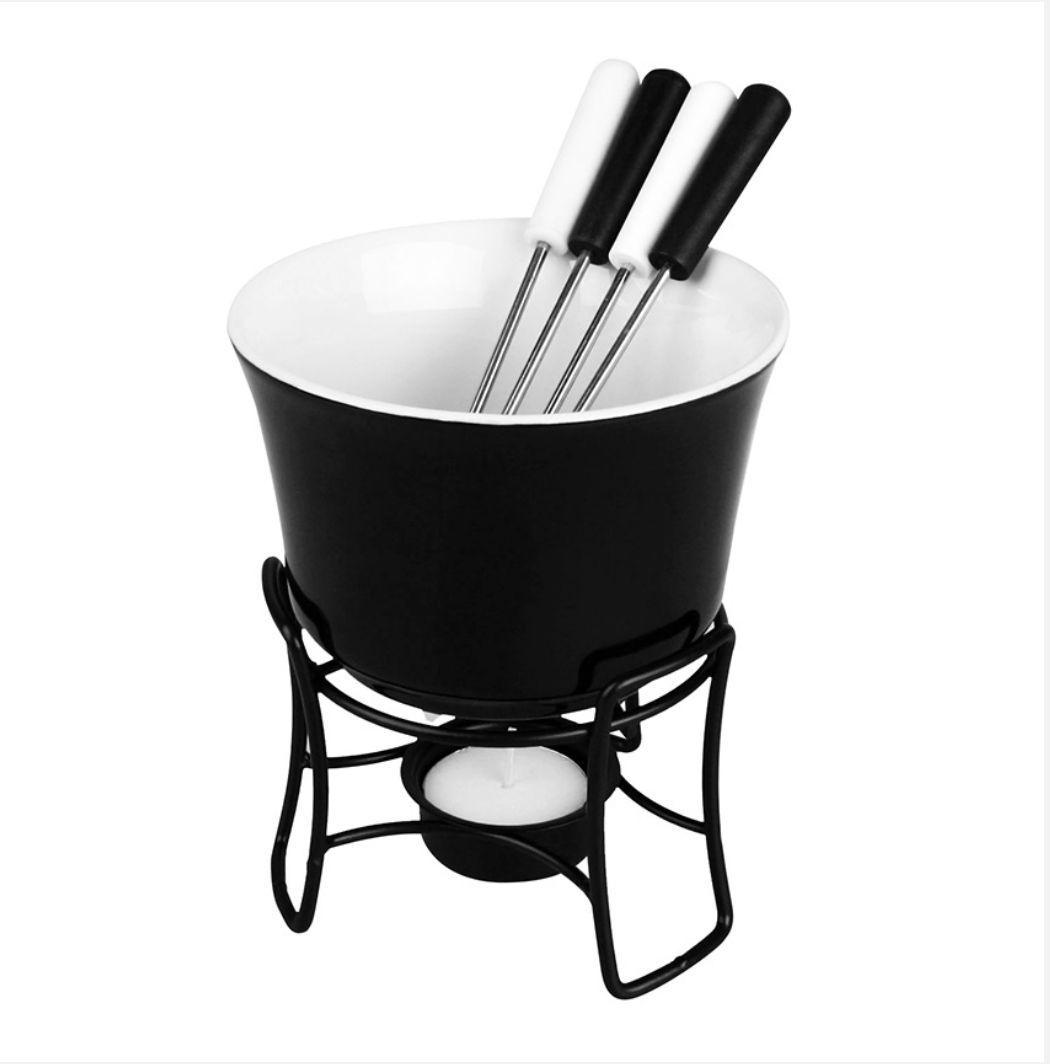 Panela Fondue Cerâmica Chocolate Queijo Zermatt 6 peças Haüskraft