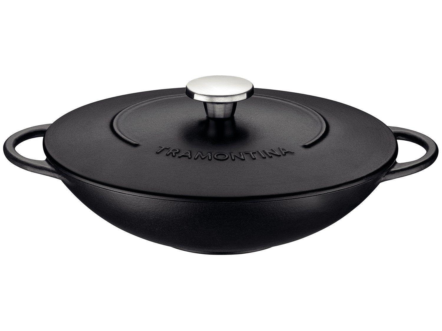 Panela Wok Antiaderente de Ferro Tramontina Trento 32cm Preto