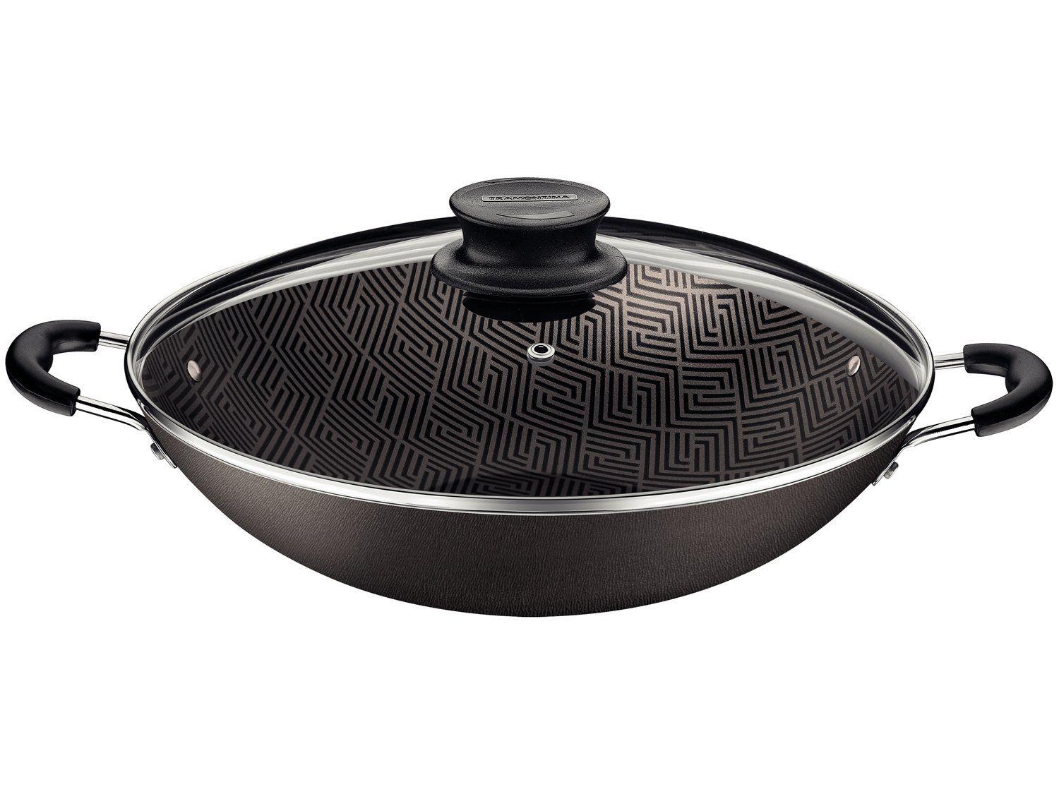Panela Wok Antiaderente Tramontina de Alumínio Paris Chumbo 32cm