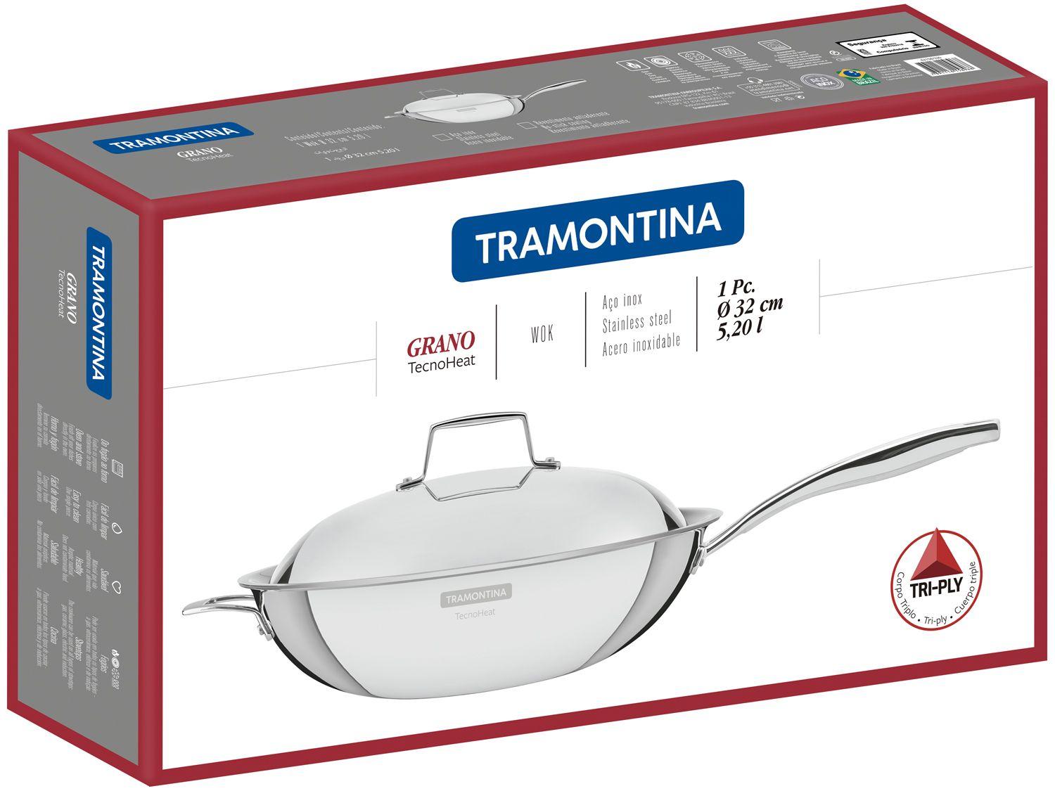 Panela Wok Tramontina Inox Grano 32cm