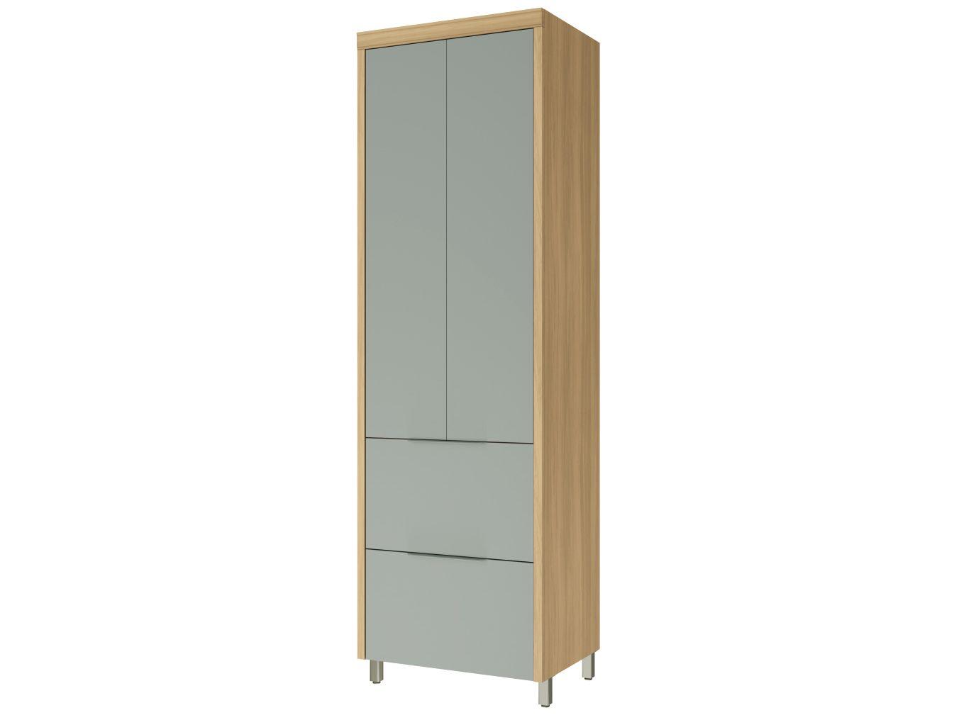 Paneleiro Duplo 2 Portas 2 Gavetões Nesher Marquesa Amadeirado Nature e Verde