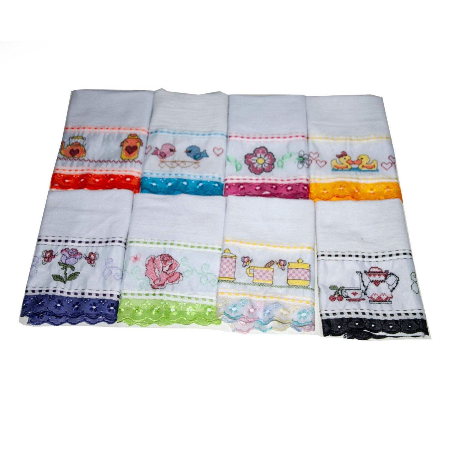 Pano De Prato Bordado Ponto Cruz 100 Unidades Rcm Bordados Pano De Prato Magazine Luiza