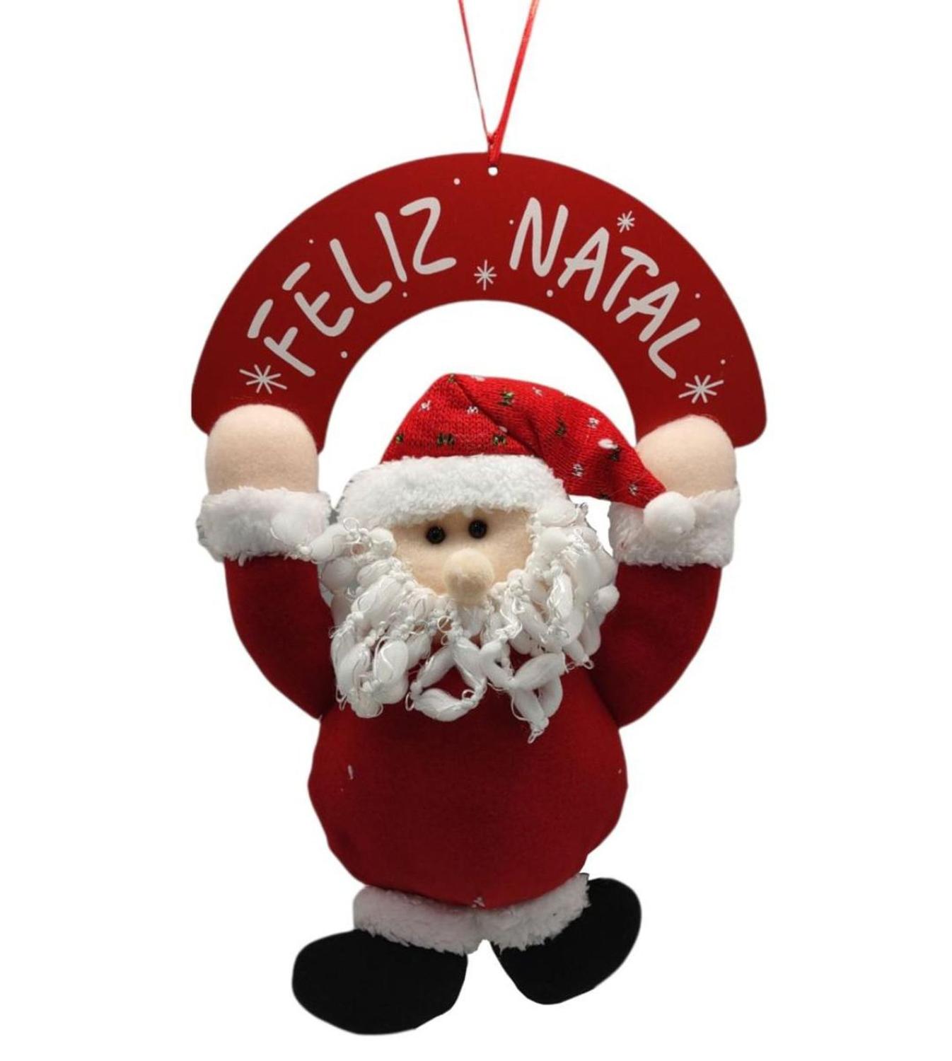 Papai Noel de porta com placa feliz natal - Wincy - Boneco Papai Noel -  Magazine Luiza