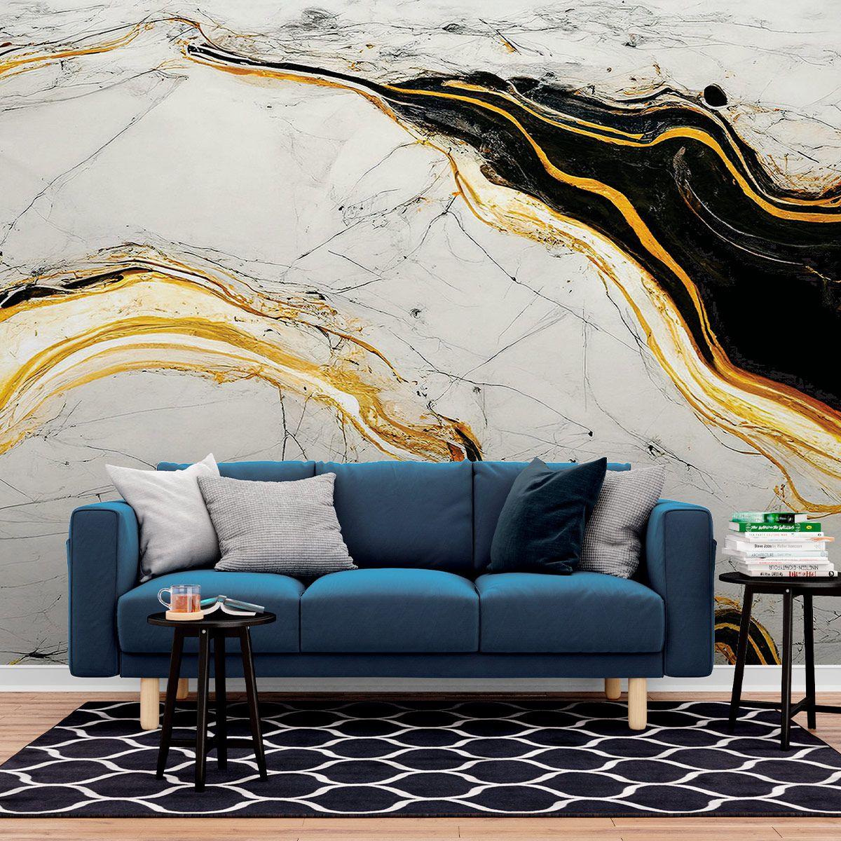 nnteen Papel de Parede Painel 3D Mármore Branco Preto Dourado 2,5M Revestimento  Auto Colante Brilho - Colaí Adesivos - Papel de Parede - Magazine Luiza