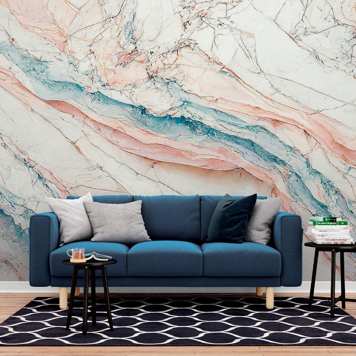 nnteen Papel de Parede Painel 3D Mármore Rosa e Azul Brilhoso 2,5M Auto Colante  Lavável Revestimento - Colaí Adesivos - Papel de Parede - Magazine Luiza