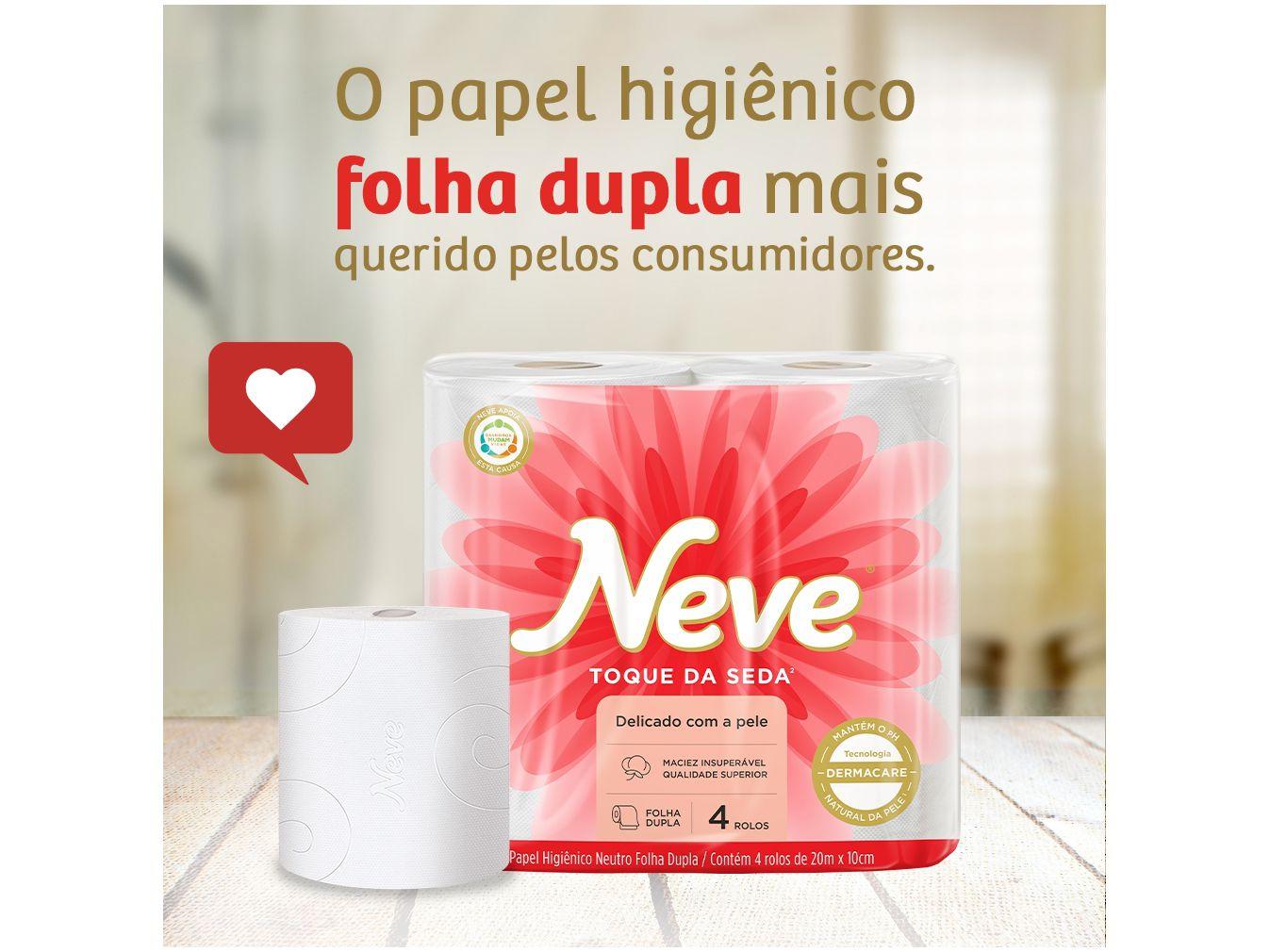 Papel Higiênico Folha Dupla Neve Toque da Seda 12 Rolos 20m
