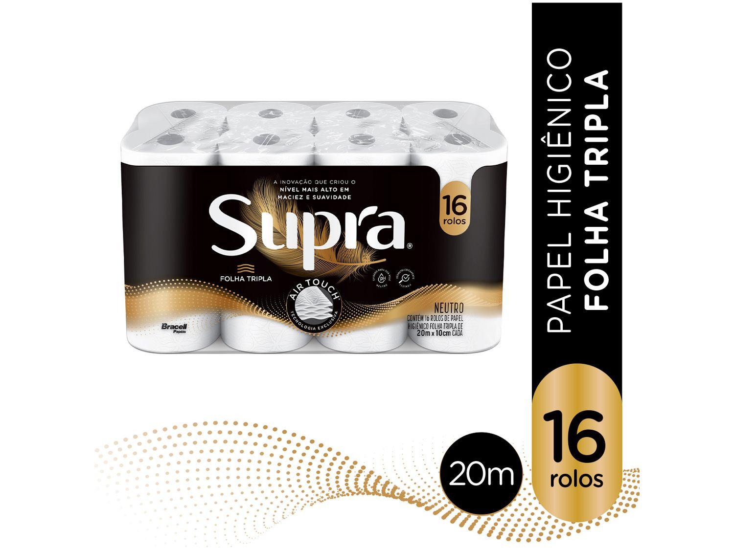 Papel Higiênico Folha Tripla Bracell Supra 16 Rolos 20m