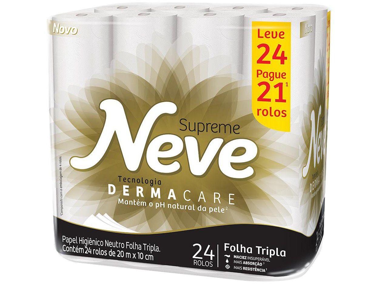 Papel Higiênico Folha Tripla Neve Supreme 24 Rolos - 20m - Papel ...