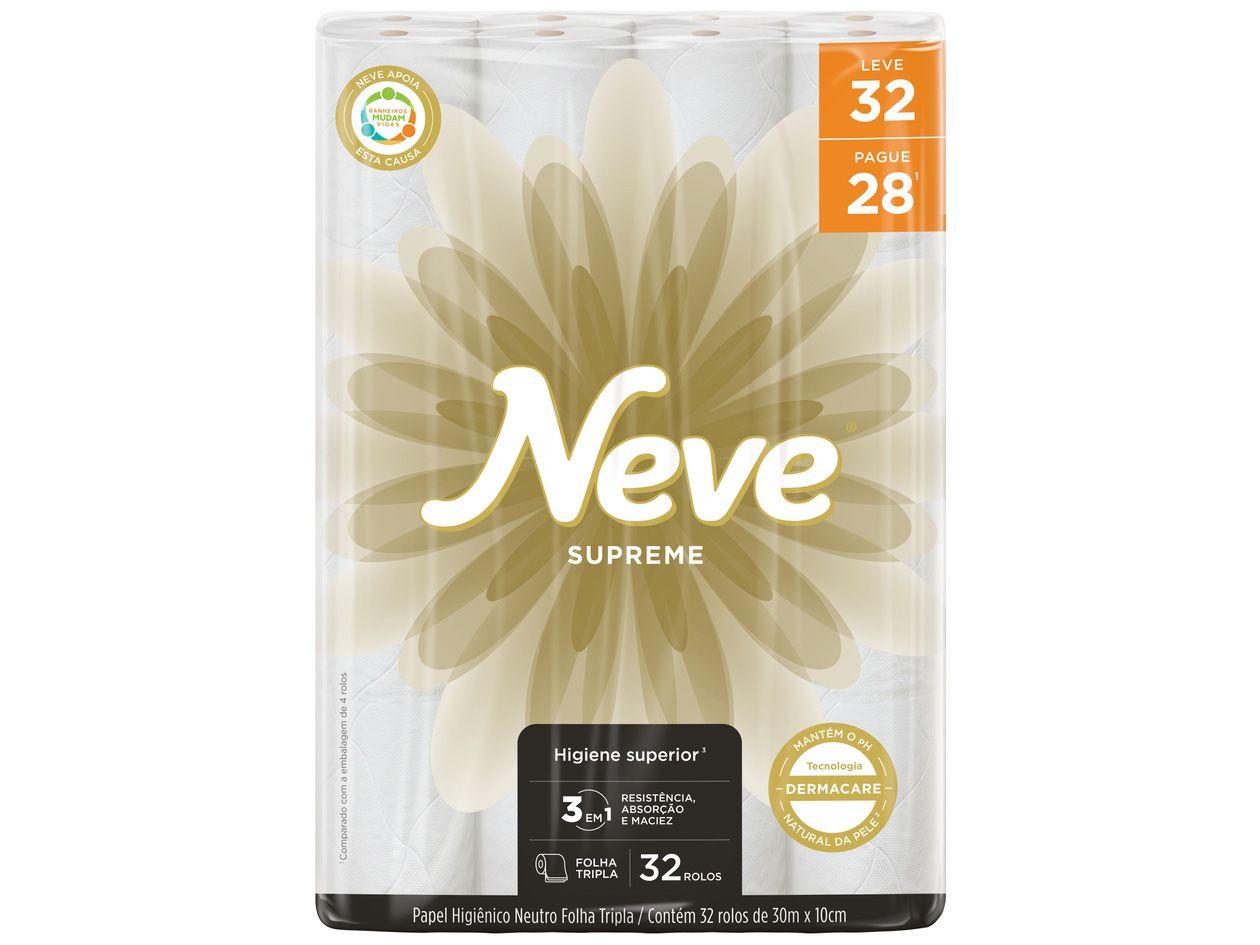 Papel Higiênico Folha Tripla Neve Supreme 32 Rolos