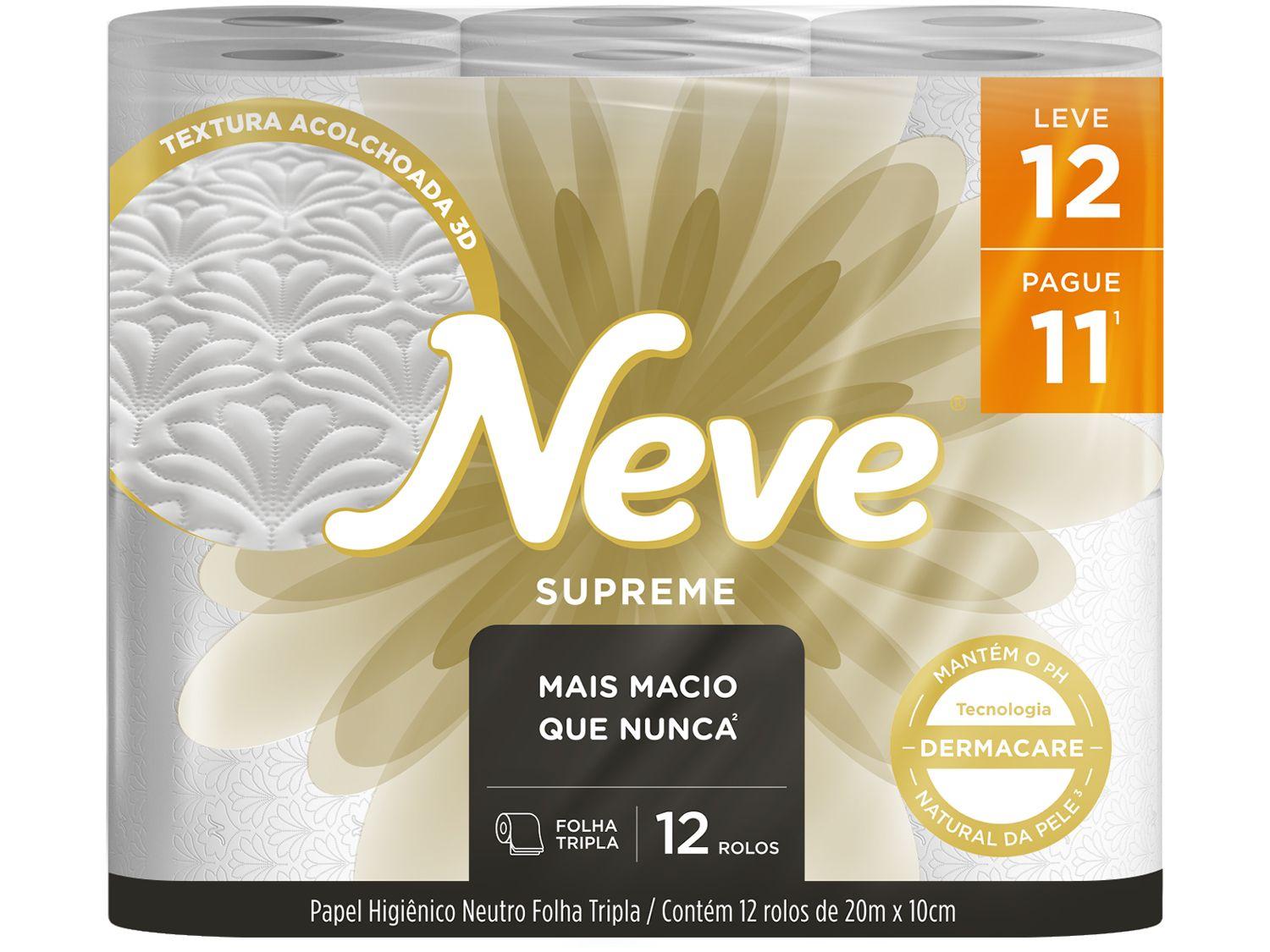 Papel Higiênico Folha Tripla Neve Supreme Leve 12 Pague 11 12 Rolos 20m