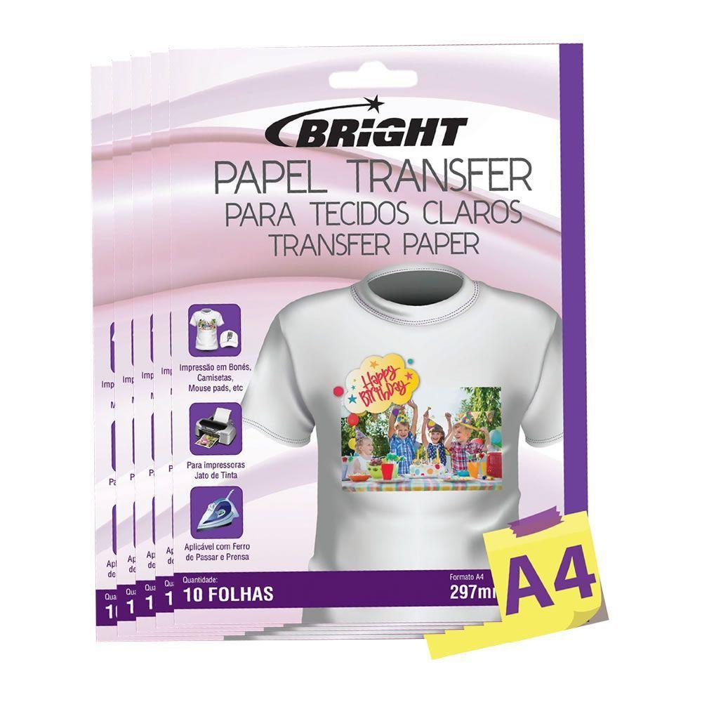 Papel Transfer para algodão A4 Tecidos Claros Bright 100