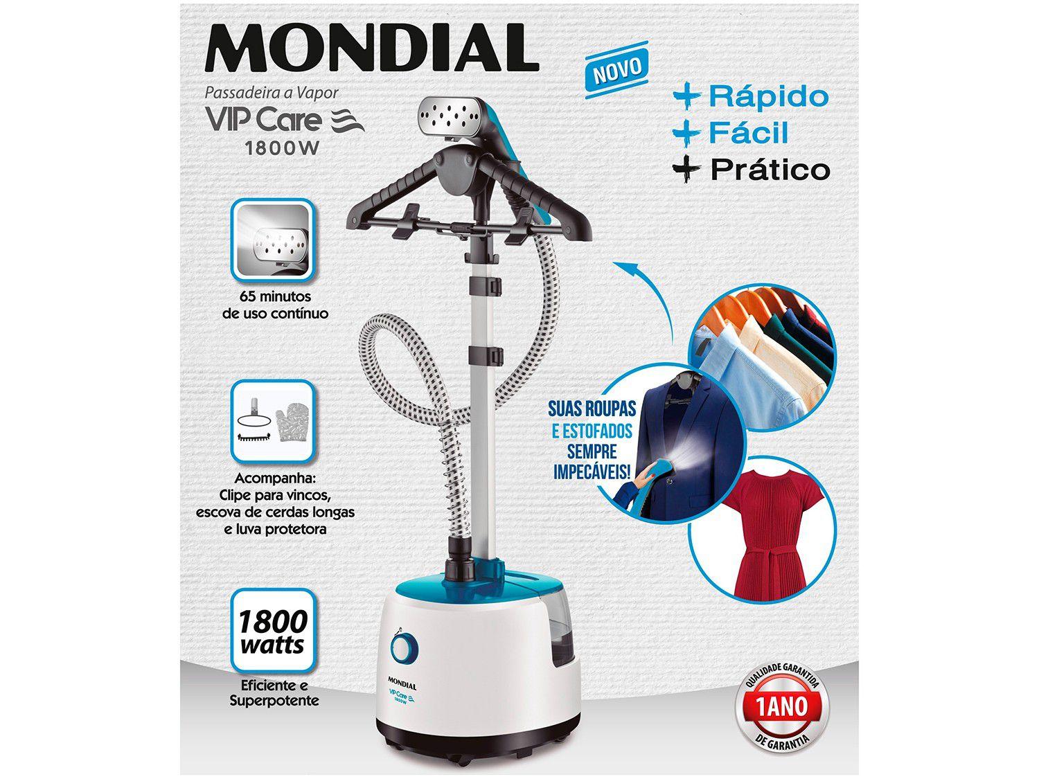 Passadeira a Vapor Mondial Vip Care 2,1L 1800W Branco e Azul