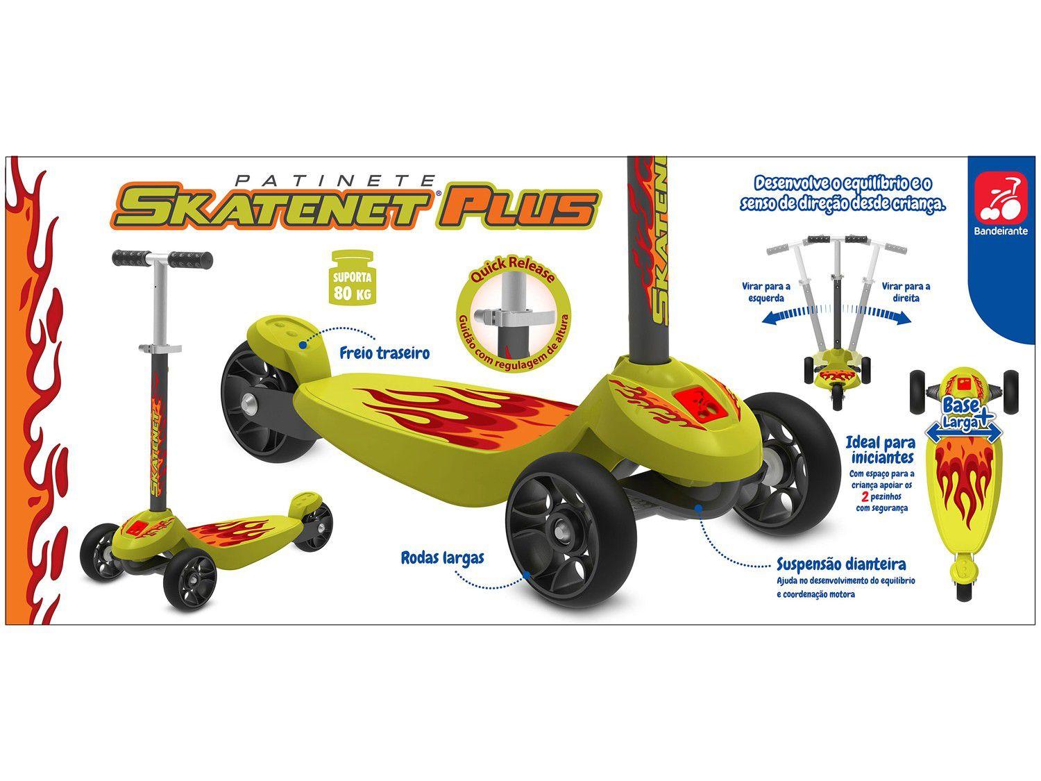 Patinete 3 Rodas Skatenet Plus - Bandeirante - Patinete Infantil 3 ...