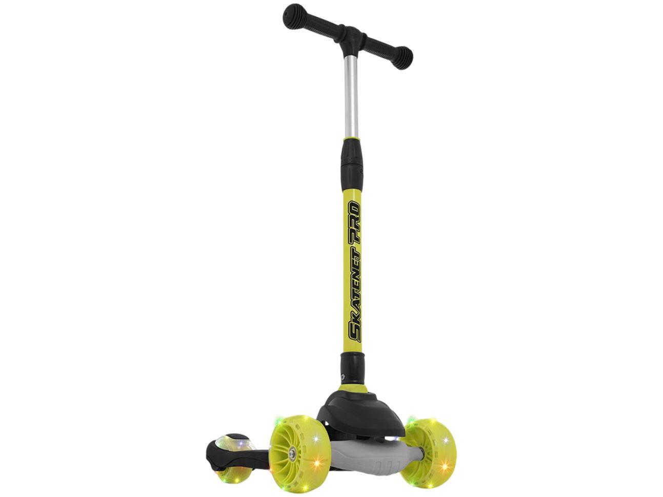 Patinete Infantil 3 Rodas Bandeirante Skatenet LED Pro Preto e Verde